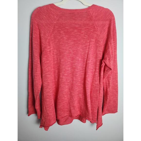 Eileen Fisher lightweight linen blend sweater sz L side slits coastal beachy eco - Picture 3 of 7